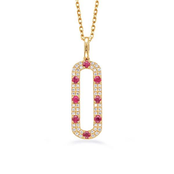 Yellow Gold Diamond & Ruby Necklace