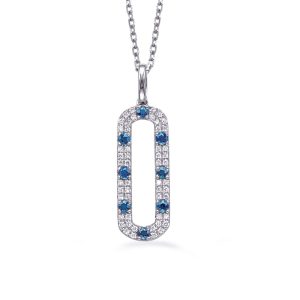 White Gold Diamond & Sapphire Necklace White Gold Diamond & Sapphire Necklace