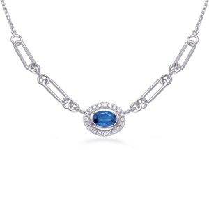 White Gold Diamond & Sapphire Necklace White Gold Diamond & Sapphire Necklace