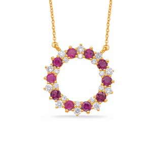 Yellow Gold Diamond & Ruby Necklace Yellow Gold Diamond & Ruby Necklace
