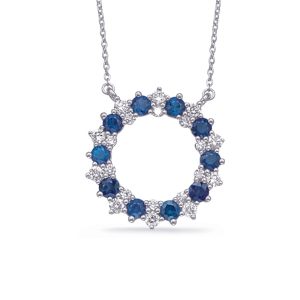 Whte Gold Diamond & Sapphire Necklace Whte Gold Diamond & Sapphire Necklace