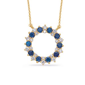 Yellow Gold Diamond & Sapphire Necklace Yellow Gold Diamond & Sapphire Necklace