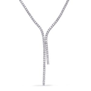 White Gold Four Prong Tennis Lariat White Gold Four Prong Tennis Lariat