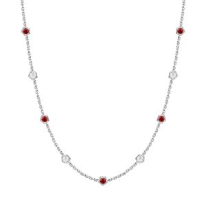 White Gold Ruby & Diamond Necklace