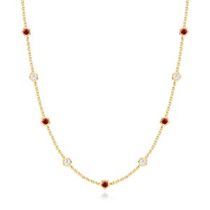 Yellow Gold Ruby & Diamond Necklace