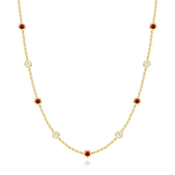 Yellow Gold Ruby & Diamond Necklace