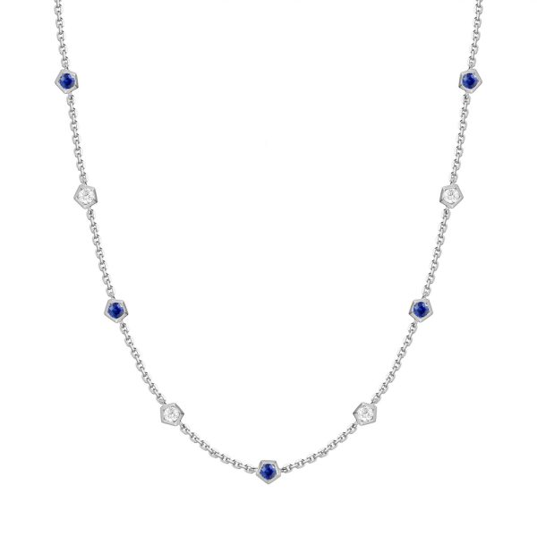 White Gold Sapphire & Diamond Necklace