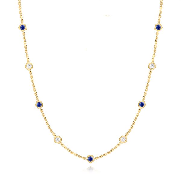 Yellow Gold Sapphire & Diamond Necklace