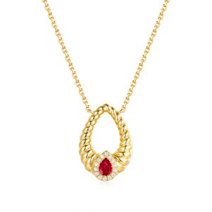 Yellow Gold Diamond  & Ruby Necklace