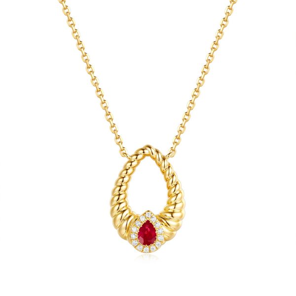 Yellow Gold Diamond  & Ruby Necklace