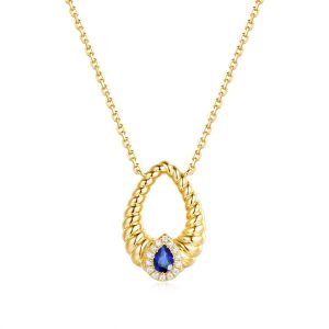 Yellow Gold Diamond  & Sapphire Necklace