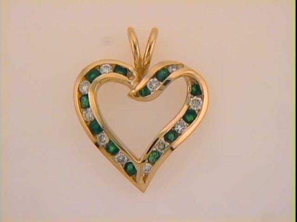Emerald.& Diamond Heart Pendant
