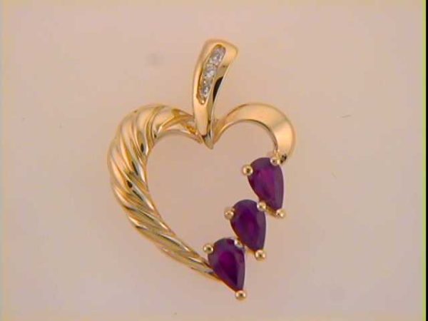 Ruby & Diamond Heart Pendant