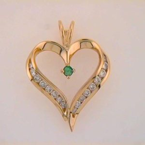Emd./ Dia Heart Pendant