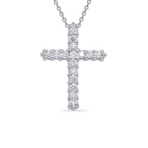 White Gold Diamond Cross Pendant