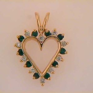Emerald & Diamond Heart Pendant