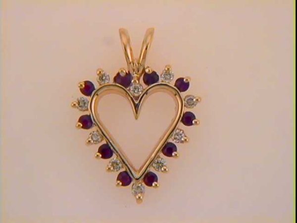 Ruby & Diamond Heart Pendant