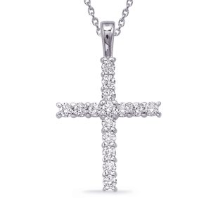 White Gold Diamond Cross Pendat