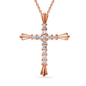 Rose Gold  Diamond  Cross Pendant