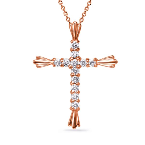 Rose Gold  Diamond  Cross Pendant