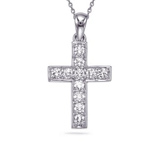 White Gold Diamond Cross Pendant White Gold Diamond Cross Pendant