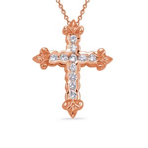 Rose Gold Diamond Cross Pendant
