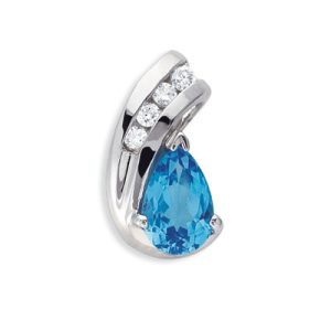 Blue Topaz & Diamond Pendant
