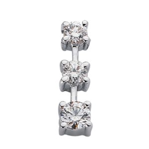 White Gold Three Stone Charm