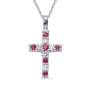 White Gold Ruby & Diamond Cross White Gold Ruby & Diamond Cross