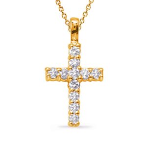 Shared Prong Cross Pendant
