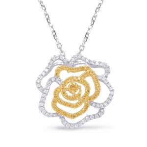 White Gold Yellow Diamond Pendant