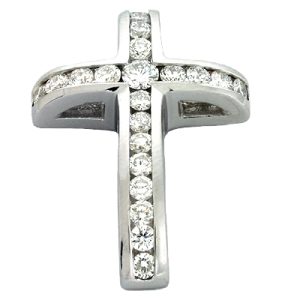 White Gold Cross Charm