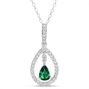 White Gold Tsavorite & Diamond Pend