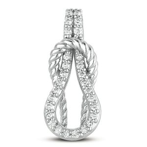 White Gold Rope Love Knot Charm
