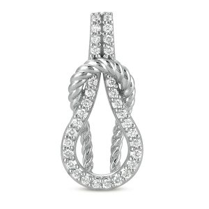 White Gold Rope Love Knot Charm