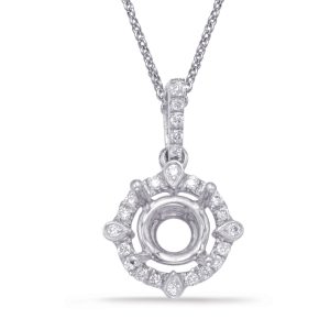 Diamond Pendant For 1ct Round Stone