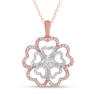 White & Rose Gold Diamond Pendant