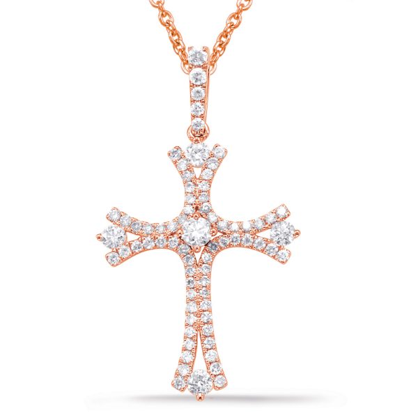 Rose Gold Diamond Cross Pendant