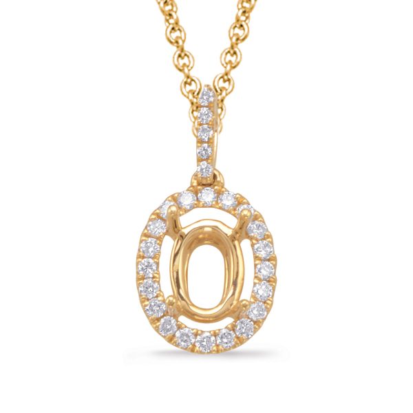 Yellow Gold Diamond Pendant For Oval