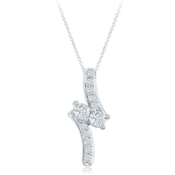 White Gold Two Stone Pendants