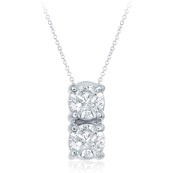 White Gold Two Stone Pendant