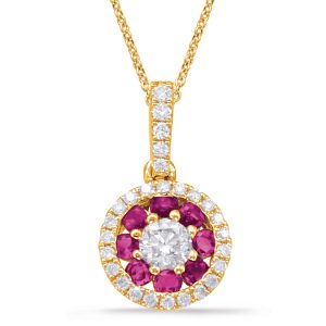 Yellow Gold Ruby & Diamond Pendant