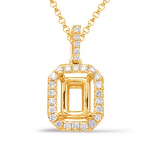 Diamond Pendant For 5x3mm Emerald Cut