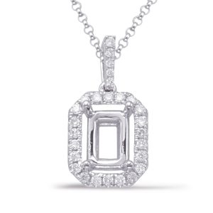Diamond Pendant For 6x4mm Emerald Cut