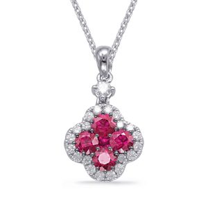 White Gold Ruby & Diamond Pendant