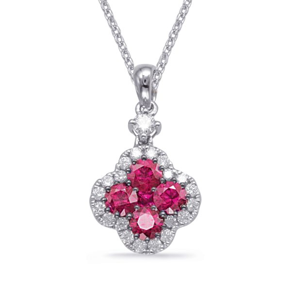 White Gold Ruby & Diamond Pendant