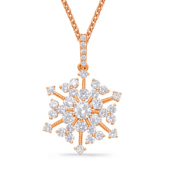 Rose Gold Snowflake Diamond Pendant