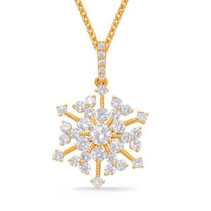 Yellow Gold Snowflake Diamond Pendant