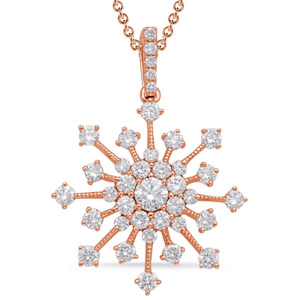 Rose Gold Snowflake Diamond Pendant
