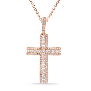 Rose Gold Diamond Cross Pendant